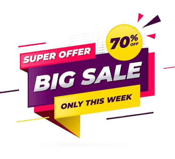 70% off on all
Products Sale